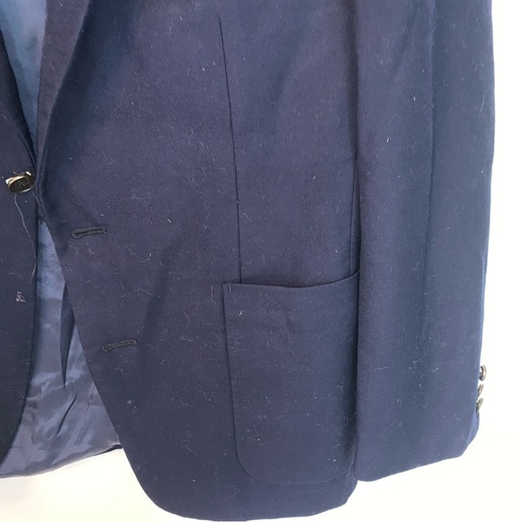 Yves Saint Laurent Vintage Blue Wool Sport Coat with Notched Lapels - Picture 12 of 14